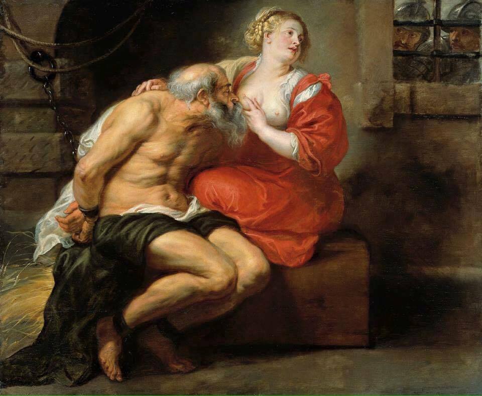 Simon và Perot,Bức tranh sơn dầu của Rubens,Peter Paul Rubens,Cô gái trẻ để lộ bầu ngực cho ông lão ngậm,bức tranh con gái cho cha bú sữa,Puerto Rico