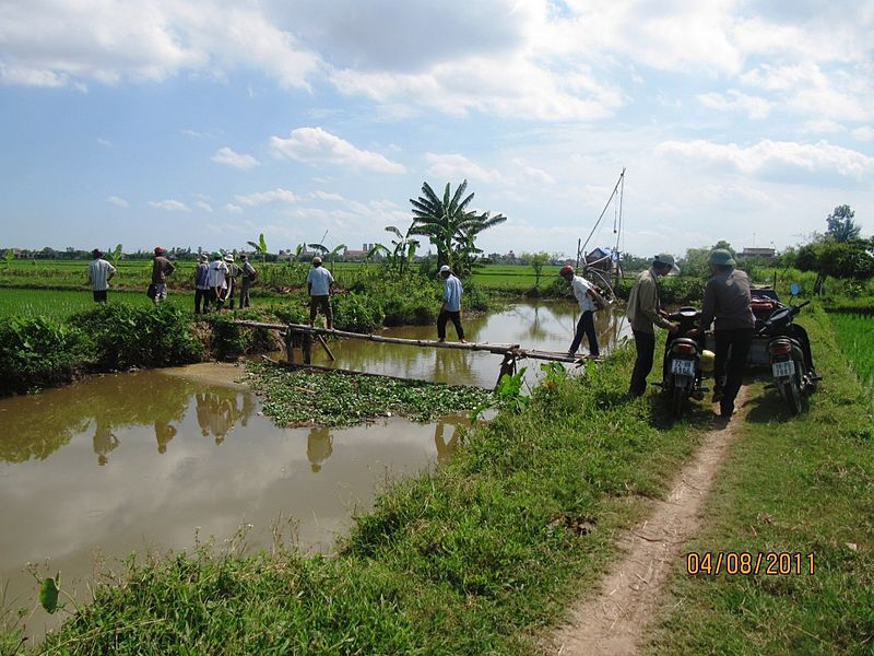 Cầu thô sơ không có tay vịn, ở xã ven biển huyện Giao Thủy, tỉnh Nam Định.