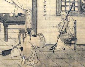 Một hình vẽ trong sách Nhị thập tứ hiếu. Đạo hiếu là đức tính được nhà Nho coi là nền tảng cho đạo đức xã hội