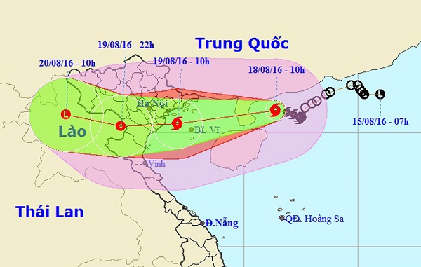 Bão số 3,bão Dianmu,cơn bão số 3 năm 2016,bão số 3 tiến vào Việt Nam,bão Dianmu tiến vào Việt Nam,Bão số 3 - Dianmu đang hướng vào vùng biển Quảng Ninh - Thanh Hóa