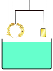 Archimedes có thể đã sử dụng nguyên lý sức nổi này để xác định liệu chiếc vương miện có mật độ nhỏ hơn vàng đặc không.