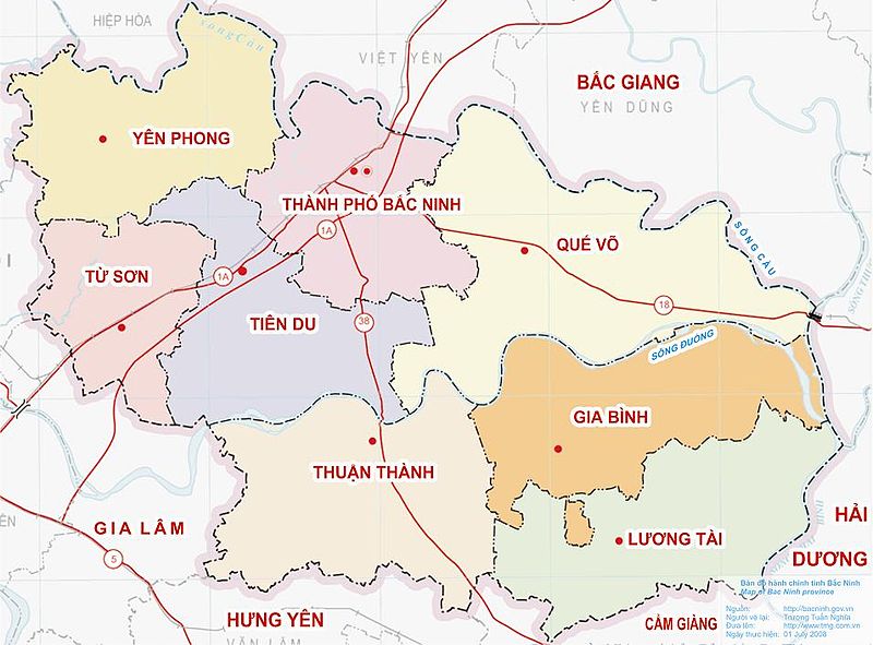 Tỉnh nào có diện tích nhỏ nhất Việt Nam,tỉnh nhỏ nhất Việt Nam là tỉnh nào,tỉnh nhỏ nhất Việt Nam,tỉnh Bắc Ninh,Bản đồ hành chính tỉnh Bắc Ninh