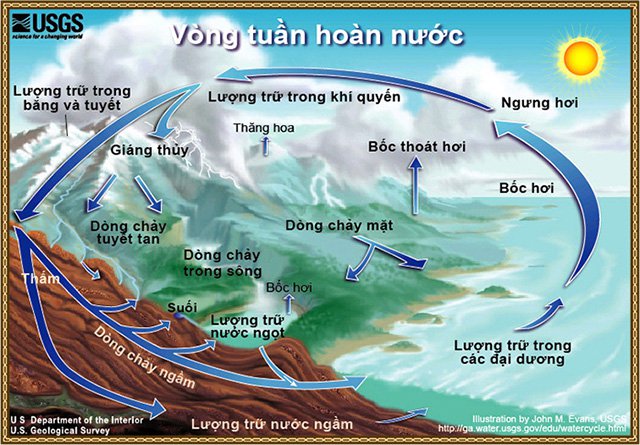 Vòng tuần hoàn nước,​Sơ đồ vòng tuần hoàn nước