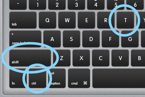 14 phím tắt trên máy tính,Ctrl + Shift + T