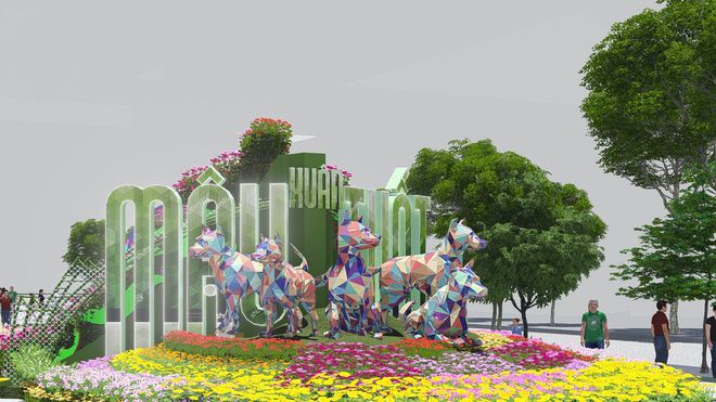 Phối cảnh đường hoa Nguyễn Huệ tết Mậu Tuất 2018 - TP. Hồ Chí Minh