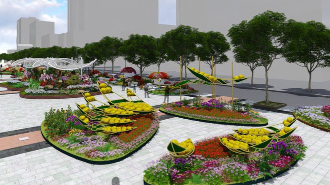 Phối cảnh đường hoa Nguyễn Huệ tết Mậu Tuất 2018 - TP. Hồ Chí Minh