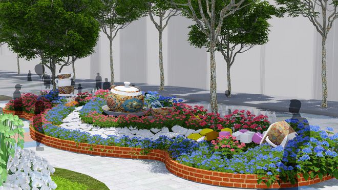Phối cảnh đường hoa Nguyễn Huệ tết Mậu Tuất 2018 - TP. Hồ Chí Minh