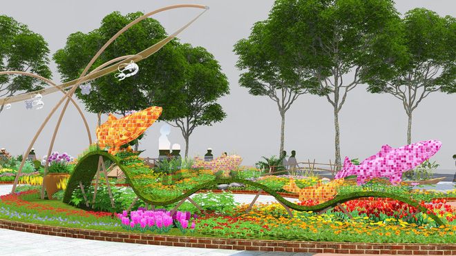 Phối cảnh đường hoa Nguyễn Huệ tết Mậu Tuất 2018 - TP. Hồ Chí Minh