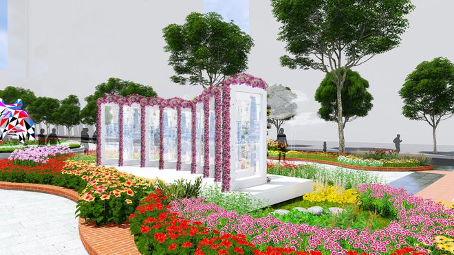 Phối cảnh đường hoa Nguyễn Huệ tết Mậu Tuất 2018 - TP. Hồ Chí Minh