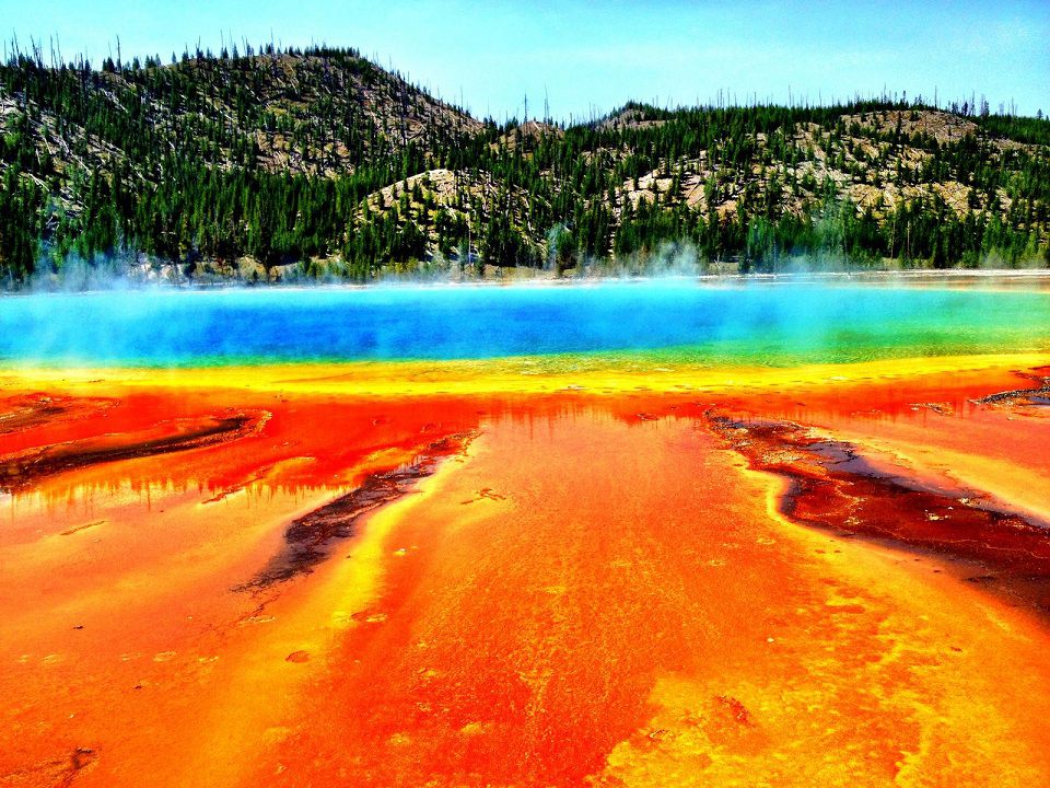 Hồ nước Bảy sắc cầu vồng Grand Prismatic Spring (Nước Mỹ),Hồ nước Bảy sắc cầu vồng,Hồ nước bảy màu,Grand Prismatic Spring