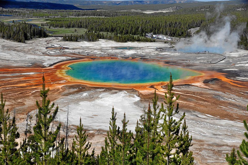Hồ nước Bảy sắc cầu vồng Grand Prismatic Spring (Nước Mỹ),Hồ nước Bảy sắc cầu vồng,Hồ nước bảy màu,Grand Prismatic Spring
