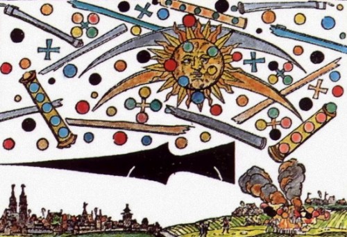 Tranh khắc gỗ năm 1566 của Hans Glaser về sự kiện huyền bí năm 1561 ở Nürnberg