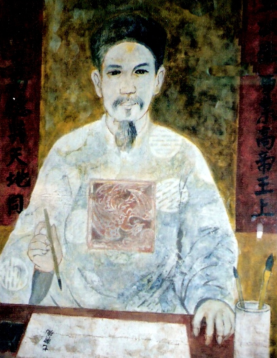 Tranh vẽ nhà Nho Chu Văn An (1293-1370) trên miếu thờ tại Hà Nội.