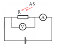 Một học sinh làm thí nghiệm như sau: chiếu một chùm ánh sáng kích thích AS vào một quang điện trở R như hình vẽ, thì thấy chỉ số của ampe kế tăng lên so với trước khi chiếu AS. Biết ampe kế và Volt kế là lí tưởng. Chỉ số của ampe kế và Volt kế sẽ thay đổi thế nào nếu ta tắt chùm sáng AS