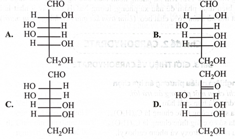 Công thức nào sau đây mô tả đúng cấu tạo của glucose ở dạng mạch hở?