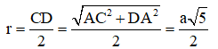 Cho tứ diện ABCD có DA vuông góc với mặt phẳng (ABC) và AD = a, AC = 2a. cạnh BC vuông góc với AB. Tính bán kính r của mặt cầu ngoại tiếp tứ diện ABCD.