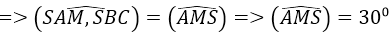 Cho hình chóp S.ABC có đáy ABC là tam giác đều cạnh a, SA ⊥ (ABC) và SA = a/2.M là trung điểm của BC. Khi đó góc giữa hai mặt phẳng (SAM) và (SBC) bằng: