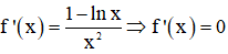 Tìm tập giá trị T của hàm số f(x)=lnxx với x∈1;e2