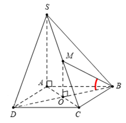 Cho hình chóp S.ABCD có đáy ABCD là hình vuông cạnh AB=a6, cạnh SC=43a. Hai mặt phẳng SAD và SACcùng vuông góc với mặt phẳng ABCD và M là trung điểm của SC. Tính góc giữa đường thẳng BM và mặt phẳng (ACD)