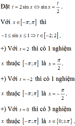 Cho hàm số y=f(x) liên tục trên ℝ và có đồ thị như hình bên. Phương trình f(2sin x) = m có đúng ba nghiệm phân biệt thuộc đoạn -π;π khi và chỉ khi