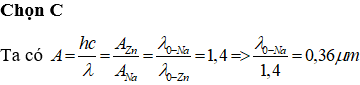 Giới hạn quang điện của natri là Công thoát của kẽm lớn hơn công thoát của natri 1,4 lần. Giới hạn quang điện của kẽm xấp xỉ bằng