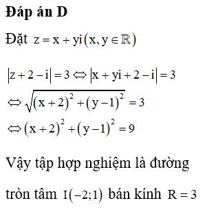 Tìm tập hợp điểm biểu diễn số phức z thỏa mãn z+2-i=3