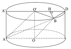 Cho hình trụ có các đáy là 2 hình tròn tâm O và O', bán kính đáy bằng chiều cao và bằng a. Trên đường tròn đáy tâm O lấy điểm A, trên đường tròn đáy tâm O' lấy điểm B sao cho AB = 2a. Thể tích khối tứ diện OO'AB theo a là: