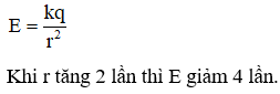 Nếu khoảng cách từ điện tích nguồn tới điểm đang xét tăng 2 lần thì cường độ điện trường
