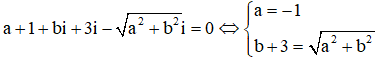 Cho số phức z = a+bi (a,b∈Z) thỏa mãn z+1+3i-|z|i = 0. Tính S = a +3b