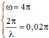 Một sóng ngang truyền trên sợi dây rất dài có phương trình u = 6cos(4πt + 0,02πx). Trong đó u và x được tính bằng centimet (cm) và t tính bằng giây (s). Quãng đường sóng truyền đi được trong thời gian 7,15 s là