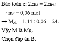 I-Trắc nghiệmCho 1,44 gam kim loại M (có hoá trị II) tác dụng với dung dịch H2SO4 loãng, dư. Sau phản ứng thu được dung dịch X và 1,344 lít khí (đkc). Kim loại M là