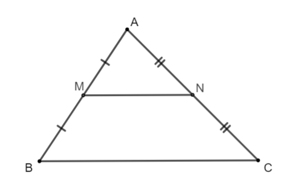 Cho tam giác ABC có M và N lần lượt là trung điểm của AB và AC. Khẳng định nào sau đây là đúng?