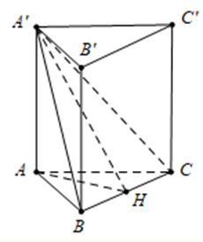 Cho hình lăng trụ đứng \[ABC.A'B'C'\] có đáy ABC là tam giác vuông tại A. Cạnh \[AA' = 2a\sqrt 6 ,{\rm{ }}AC = 2a\sqrt 3 ,\] góc giữa đường thẳng \[A'B\] và mặt phẳng đáy bằng \[45^\circ .\] Tính thể tích V của khối lăng trụ \[ABC.A'B'C'.\]