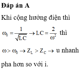 Mạch điện RLC mắc nối tiếp, cuộn dây thuần cảm. Biết LC = 2ω2, gọi u và i là điện áp và dòng điện xoay chiều trong mạch thì