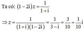 Cho số phức z thỏa mãn 1-2iz=11+i. Số phức z có điểm biểu diễn là