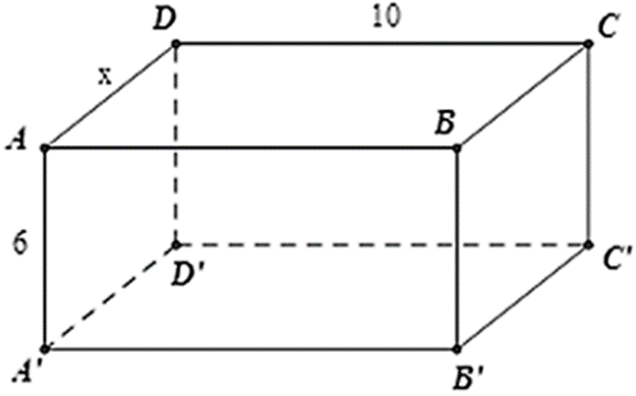 Cho hình hộp chữ nhật có diện tích xung quanh bằng tổng diện tích hai đáy, chiều cao bằng 6cm. Một kích thức của đáy bằng 10cm. tính kích thước còn lại?