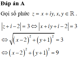 Tập hợp điểm biểu diễn số phức z thỏa mãn z+i−2=3 là