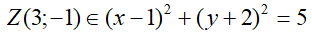 Điểm biểu diễn của số phức nào dưới đây thuộc đường tròn x-12 + y+22 = 5