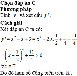 Hàm số nào dưới đây đồng biến trên R?