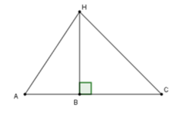 Cho ba điểm A, B, C thẳng hàng và B nằm giữa A và C. Trên đường thẳng vuông góc với AC tại B ta lấy điểm H. Khi đó:
