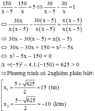 Một đội xe cần phải chuyên chở 150 tấn hàng. Hôm làm việc có 5 xe được điều đi làm việc khác nên mỗi xe còn lại phải chở thêm 5 tấn. Hỏi đội xe ban đầu có bao nhiêu chiếc? (Biết rằng mỗi xe chở hàng như nhau).