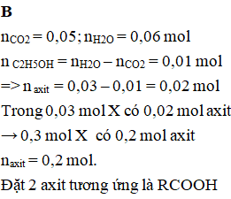 Đốt cháy hoàn toàn 0,03 mol hỗn hợp X gồm HCOOH, C2H5OH và CH3COOH, sau phản ứng thu được 2,20 gam CO2 và 1,08 gam H2O. Nếu nhỏ từ từ dung dịch Na2CO3 0,50M vào 0,30 mol hỗn hợp X, đến khi không còn khí thoát ra thì thu được V lít khí CO2 (đktc). Giá trị của V là