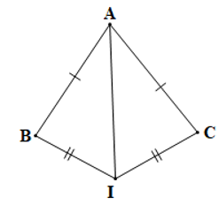 Xét bài toán “∆IAB và ∆IAC có AB = AC, IB = IC (điểm I nằm ngoài tam giác ABC). Chứng minh rằng AIB^=AIC^.” Cho các câu sau: (1) “AB = AC (giả thiết), IB = IC (giả thiết), IA là cạnh chung”; (2) “Suy ra ∆IAB = ∆IAC (c.c.c)”; (3) “Do đó AIB^=AIC^ (hai góc tương ứng)”; (4) “Xét ∆IAB và ∆IAC có:”. Hãy sắp xếp một cách hợp lí các câu trên để giải bài toán.