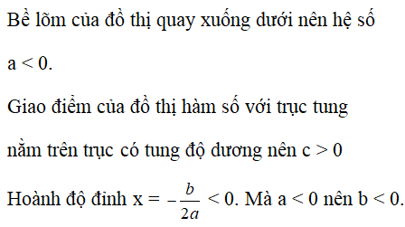 Cho đồ thị hàm số y = ax2 + bx + c như hình vẽ.Khẳng định nào sau đây là đúng: