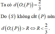 Trong không gian với hệ tọa độ Oxyz, mặt cầu S có tâm O và bán kính R không cắt mặt phẳng P:2x−y+2z−2=0. Khi đó khẳng định nào sau đây đúng?