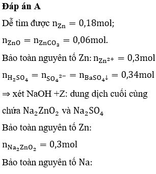 Cho 24,06 gam hỗn hợp X gồm Zn,ZnO,ZnCO3 có tỉ lệ số mol tương ứng là 3:1:1 tan hoàn toàn trong dung dịch Y gồm H2SO4 và NaNO3 thu được dung dịch Z chỉ chứa 3 muối trung hòa và V lít khí T (đktc) gồm NO,N2O,CO2 và H2 (Biết tỉ khối hơi của T so với H<sub>2</sub> là 218/15). Cho dung dịch BaCl2 dư vào dung dịch Z, đến khi các phản ứng xảy ra hoàn toàn thu được 79,22 gam kết tủa. Còn nếu cho Z tác dụng với lượng dư dung dịch NaOH thì lượng NaOH đã phản ứng là 1,21 mol. Giá trị của V gần nhất với giá trị nào sau đây?