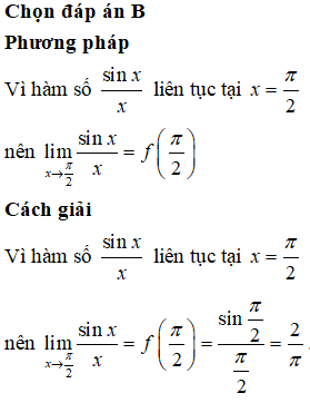 Biểu thức limx→π2sinxx bằng