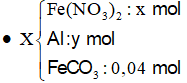 Trộn 10,17 gam hỗn hợp X gồm Fe(NO<sub>3</sub>)<sub>2</sub> và Al với 4,64 gam FeCO<sub>3</sub> được hỗn hợp Y. Cho hết Y vào lượng vừa đủ dung dịch chứa 0,56 mol KHSO<sub>4</sub>, kết thúc phản ứng thu được dung dịch Z chỉ chứa 83,41 gam muối trung hòa và m gam hỗn hợp khí T, trong đó có chứa 0,01 mol H<sub>2</sub>. Thêm NaOH vào Z (đun nóng) đến khi toàn bộ muối sắt chuyển hết thành hiđroxit và khí ngừng thoát ra thì cần vừa đủ 0,57 mol NaOH. Lọc kết tủa đem nung trong không khí đến khối lượng không đổi, thu được 11,5 gam chất rắn. Giá trị của m gần nhất với