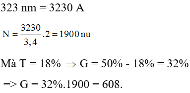 Một gen ở sinh vật nhân sơ dài 323 nm và có số nuclêôtit loại timin chiếm 18% tổng số nuclêôtit cùa gen. Theo lí thuyết, gen này có số nuclêôtit loại guanine là