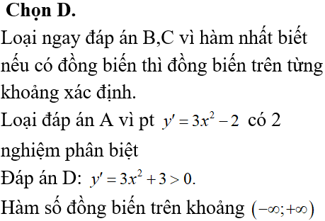 Hàm số nào sau đây đồng biến trên khoảng -∞;+∞